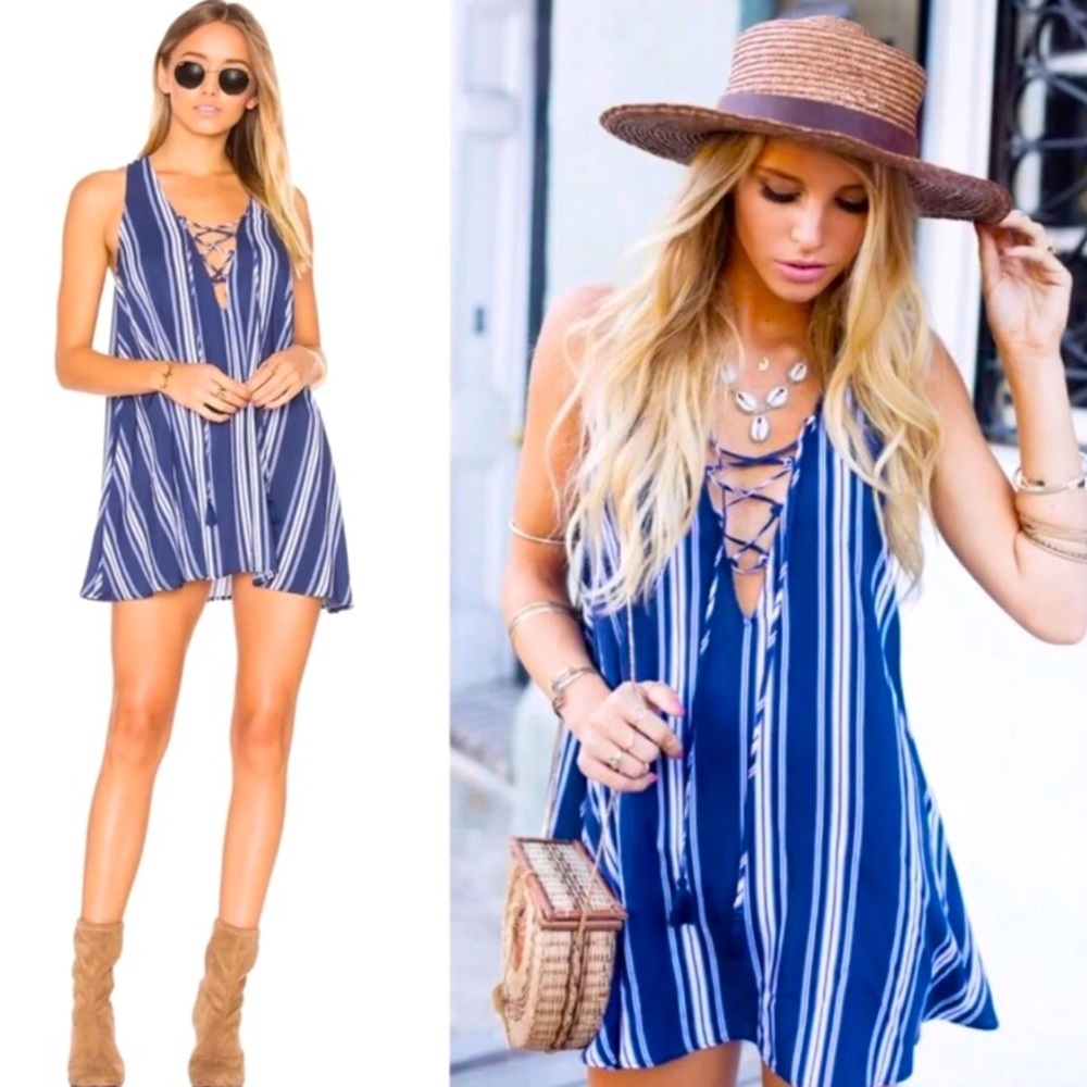 Show Me Your MuMu Rancho Mirage Lace Up Dress Lg